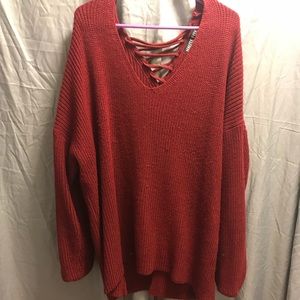 🍍 Red corset back sweater